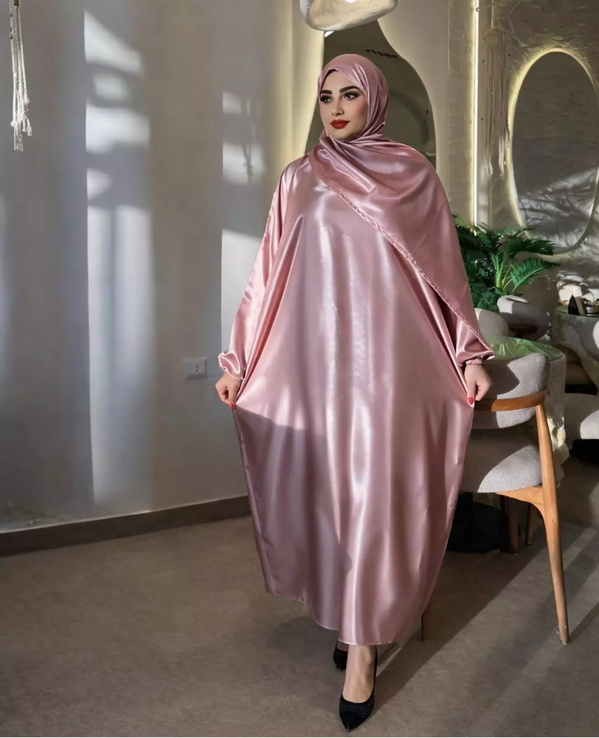 Satin Maxi Isdal with Attached Hijab 20