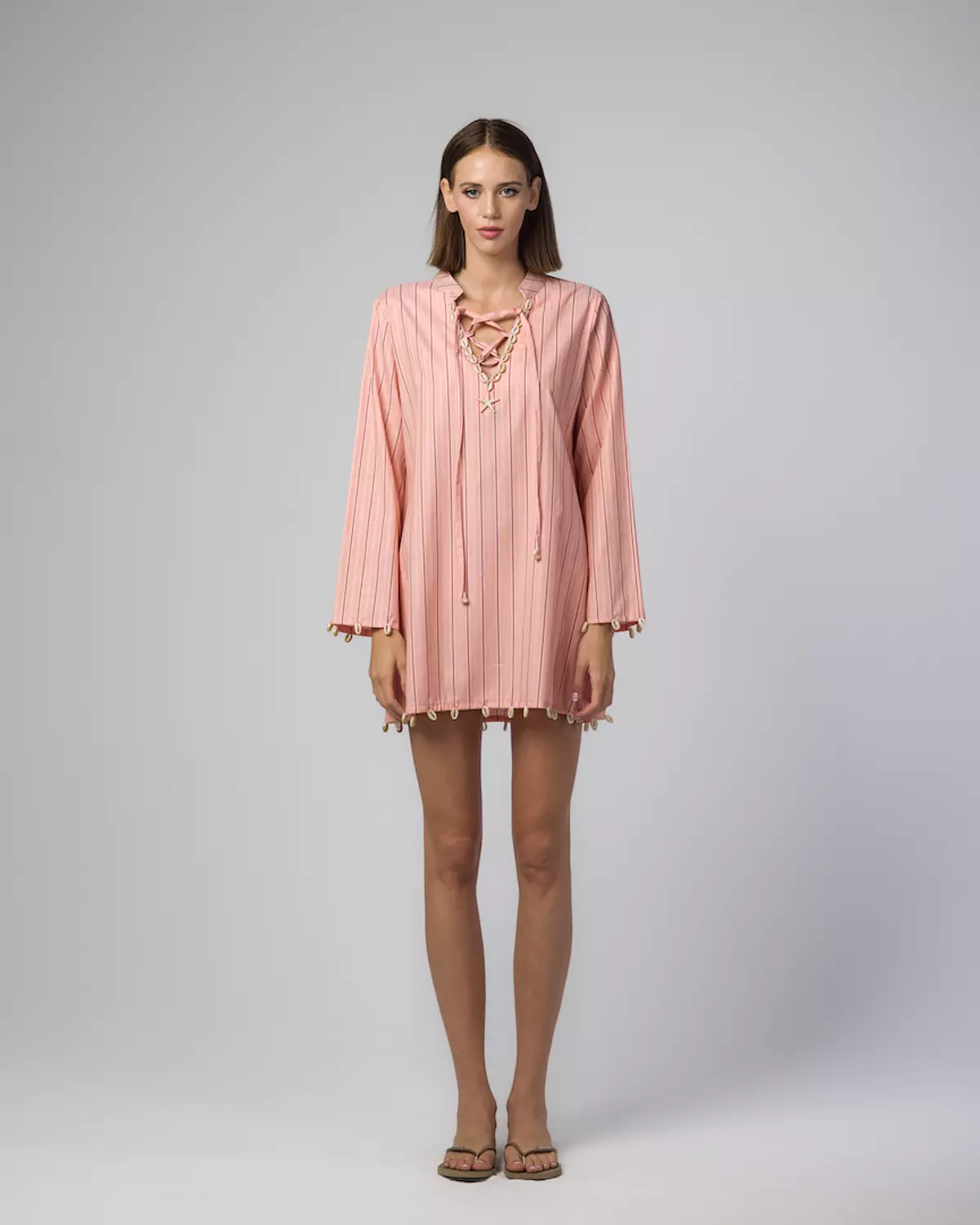 PINK STRIPED MINI DRESS  image