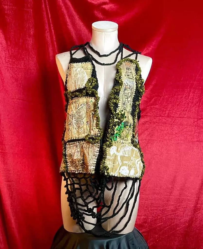“ witch’s heart” handmade black crochet vest 