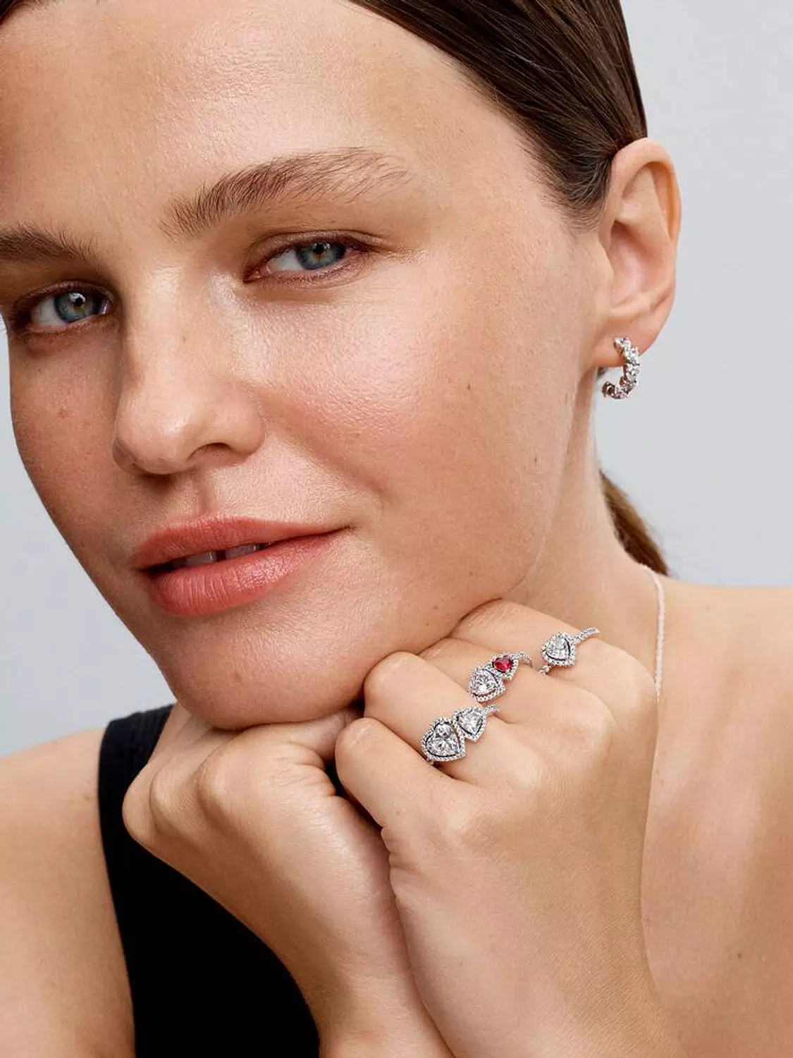 Sparkling Hearts Open Hoop Earrings 3