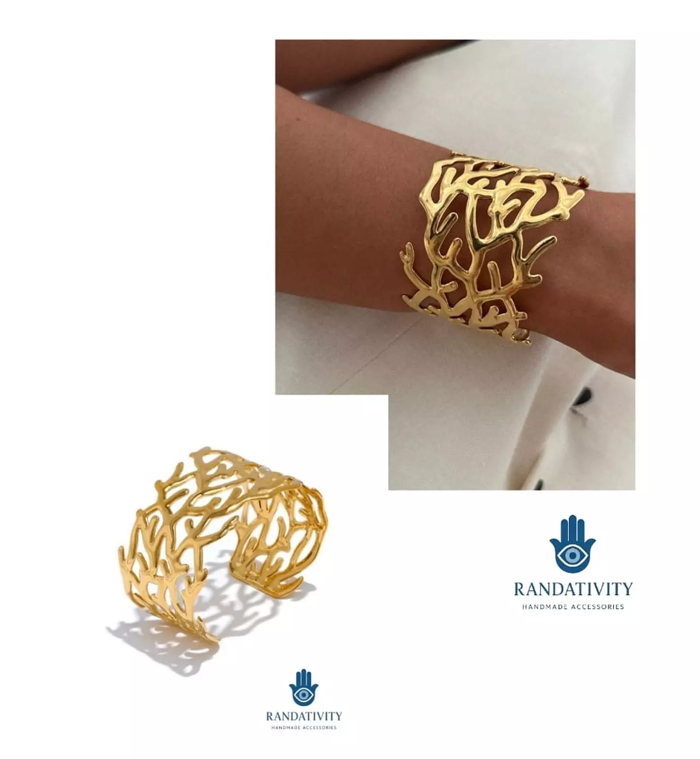✨ Golden Coral Cuff Bangle image