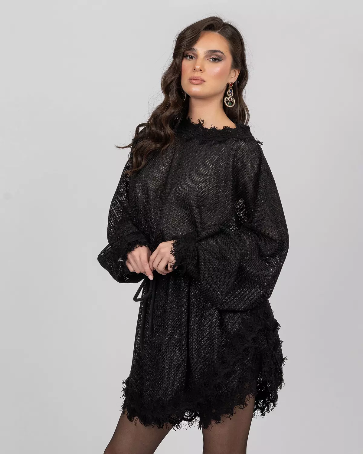 Oversized Top & Loose-Fit Shorts Set - Shimmery Tricot 2