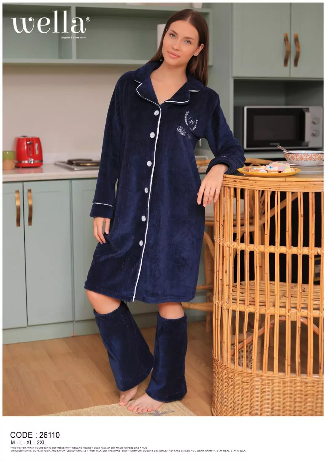 Dark Blue Pajama Set – 2 Pieces     image