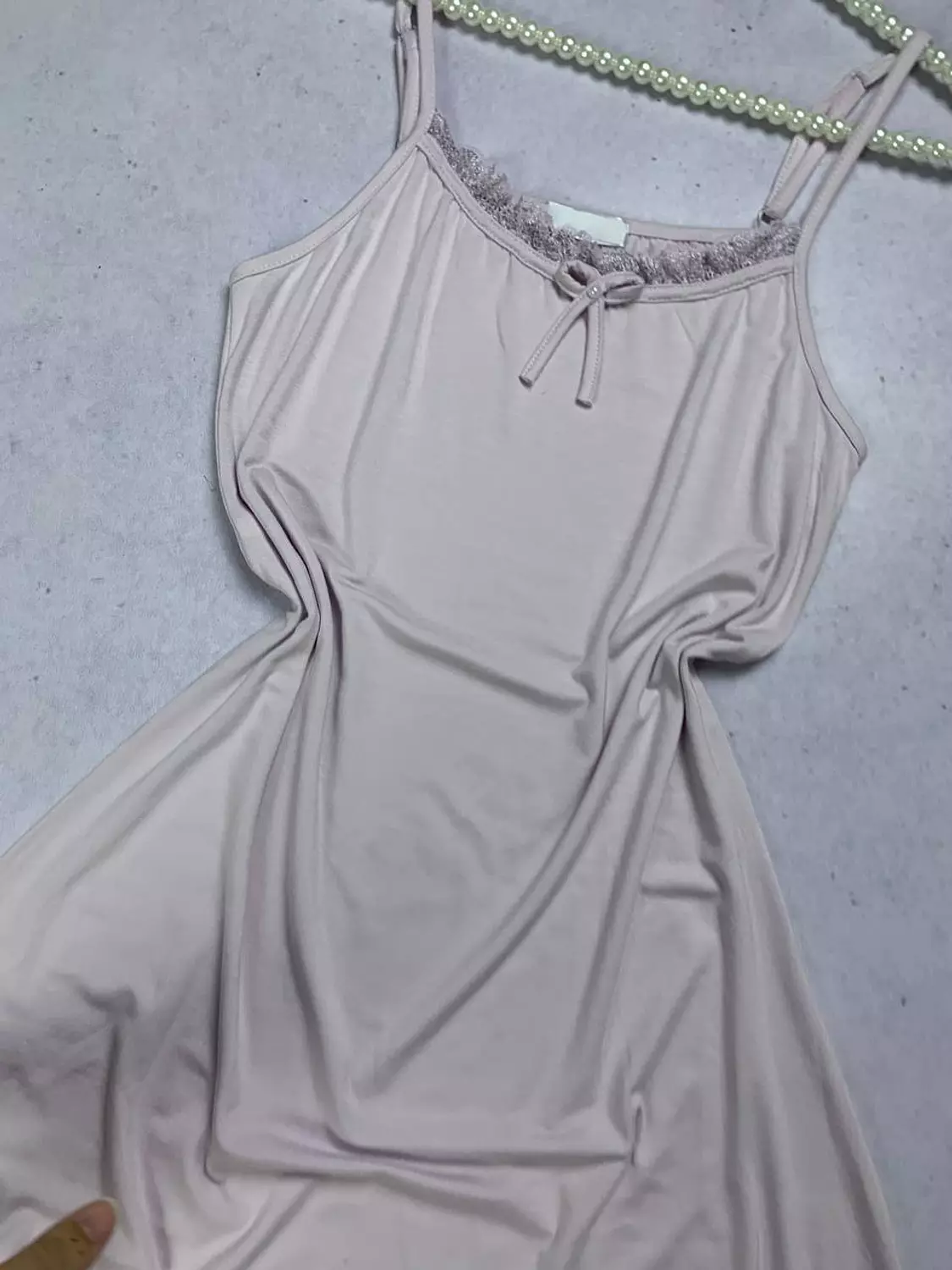 Long viscose jersey lingerie dress with lace turkey  sizes hover image