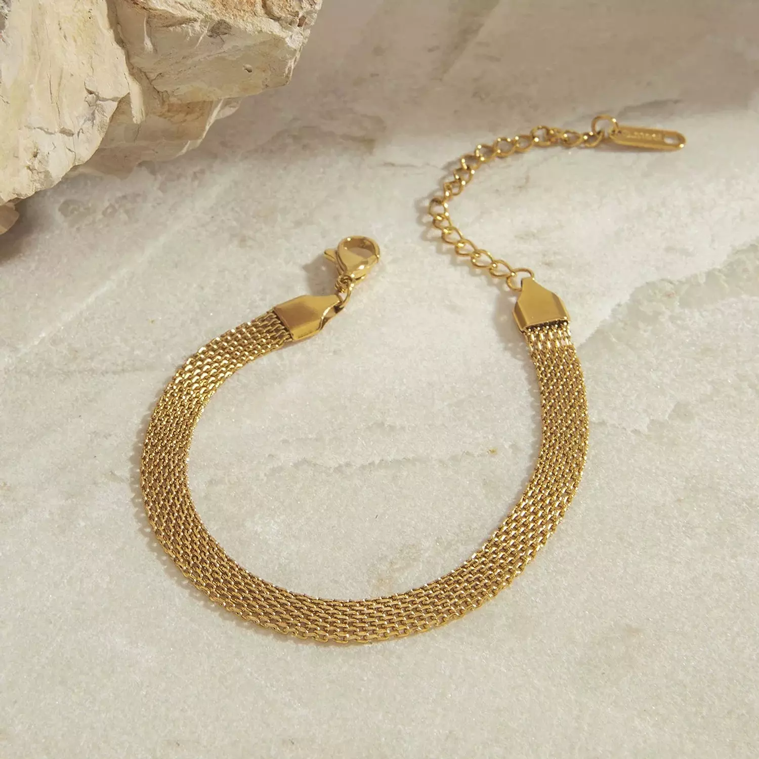 Flat wide gold anklet image