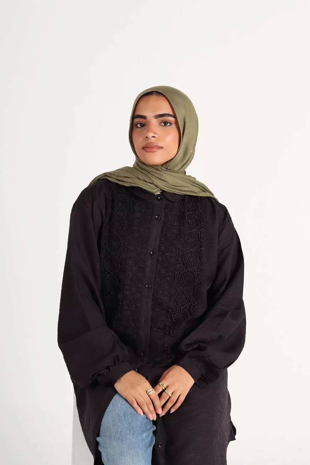 Oversized Black Shirt with Lace 10