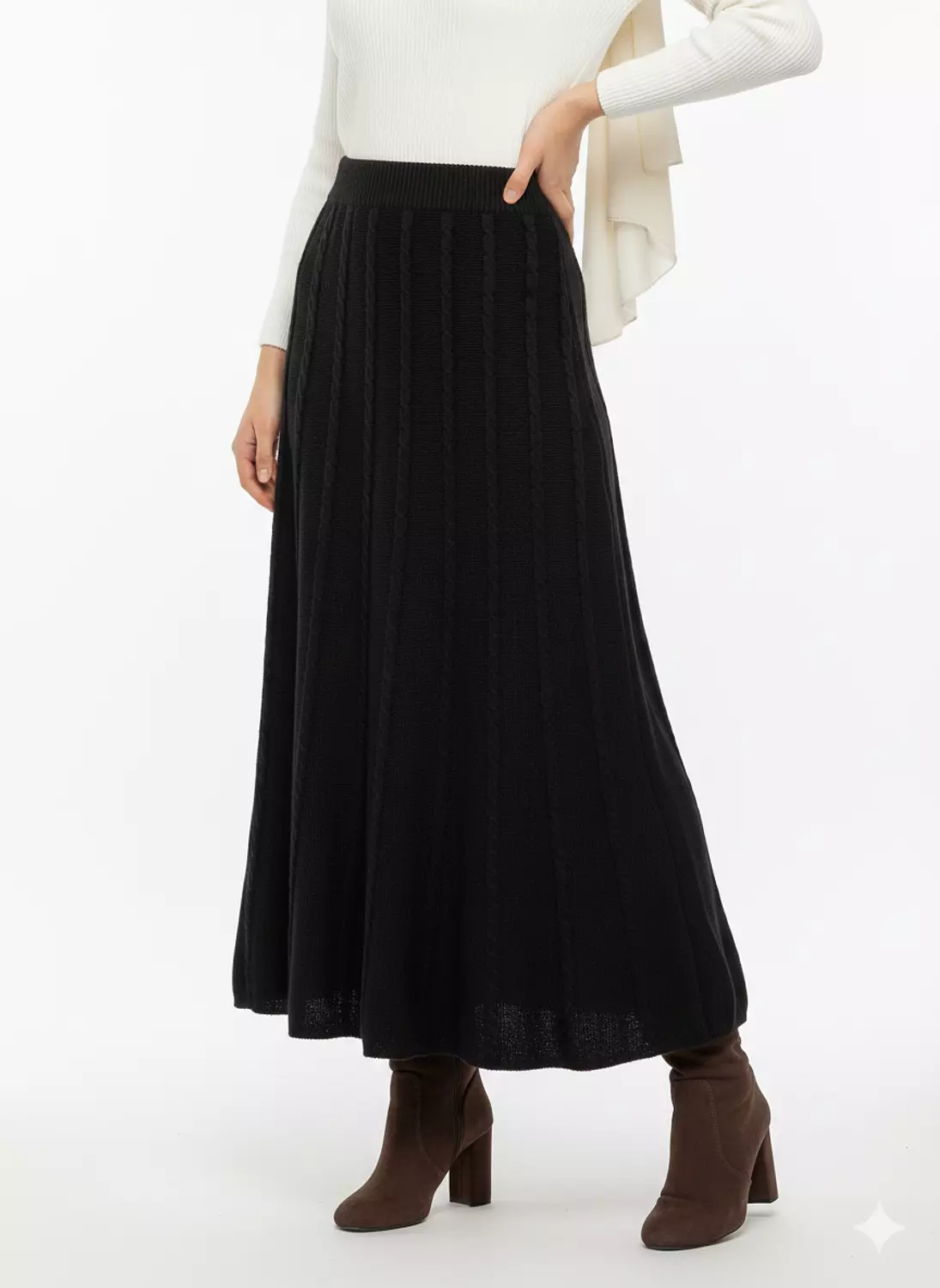 Long Cable Knit Skirt 2