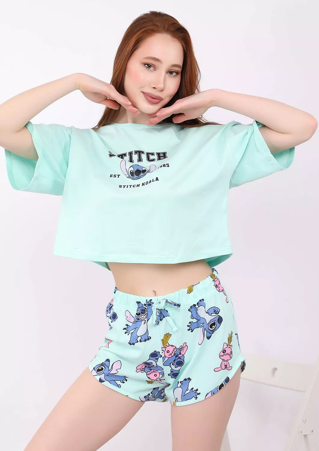 S246 lilo and stitch SHORTS Pajama Set 2