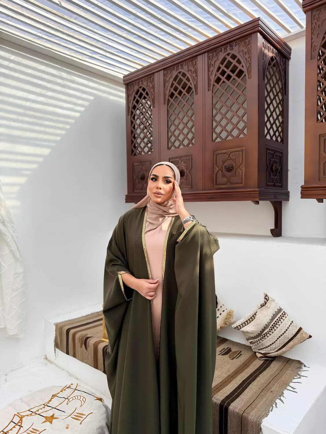 The Mawada Kuftan In Olive 3