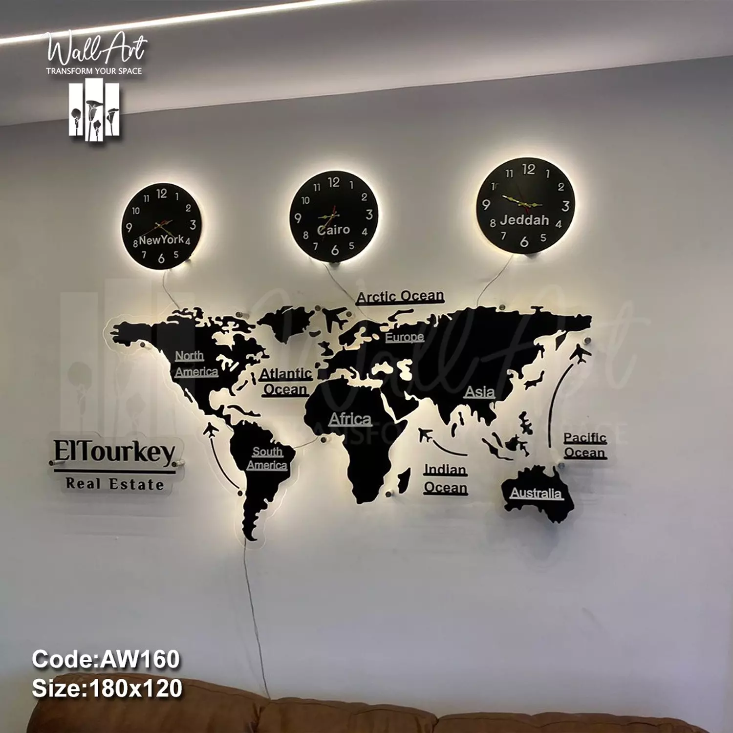 AW160-Lighted Acrylic World Map   image