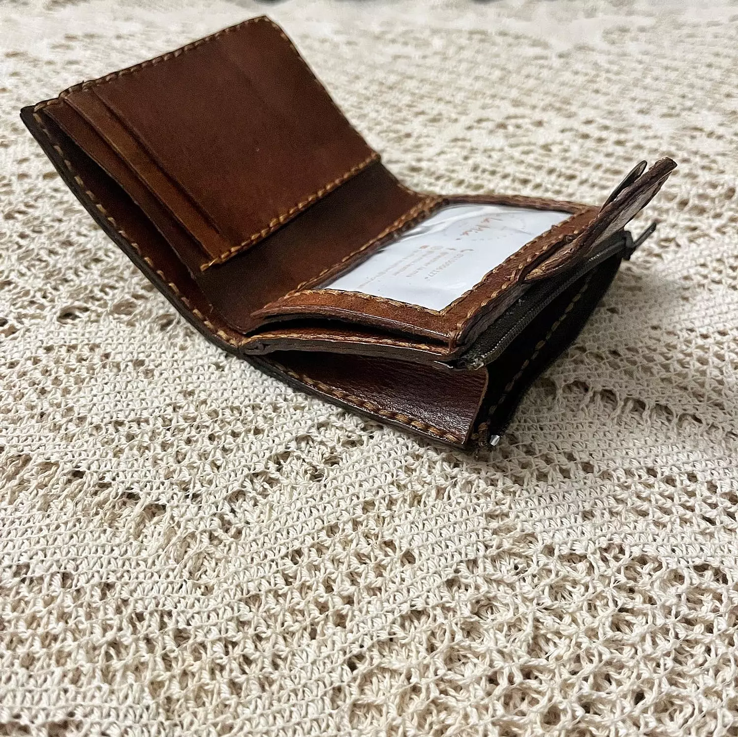 Tooled floral vines small leather wallet 3