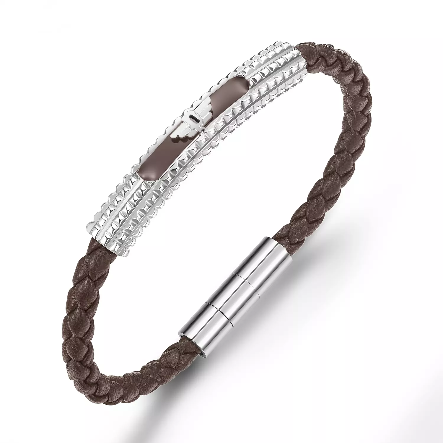 Police Men Bracelet PEAGB0001108 PE URBAN TEXTURE SHINY SS BROWN LEATHER Bracelet-L