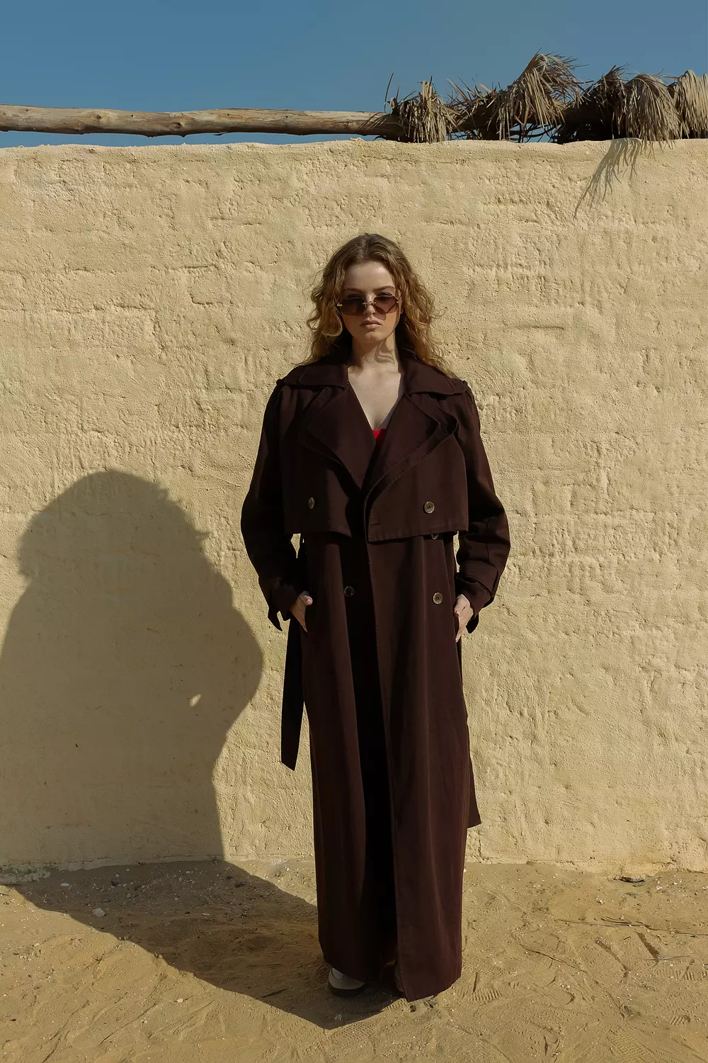 Convertible Trench Coat - chocolate brown image