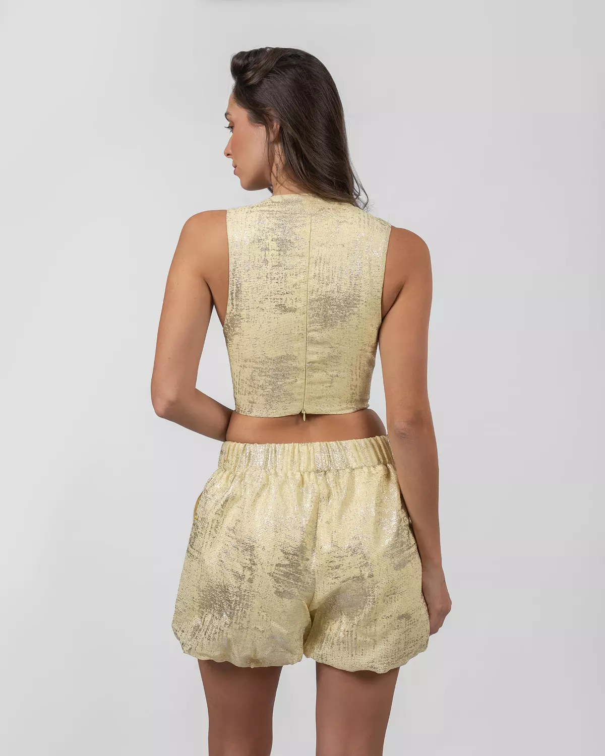 Shimmery Yellow Cut-Out Romper 6
