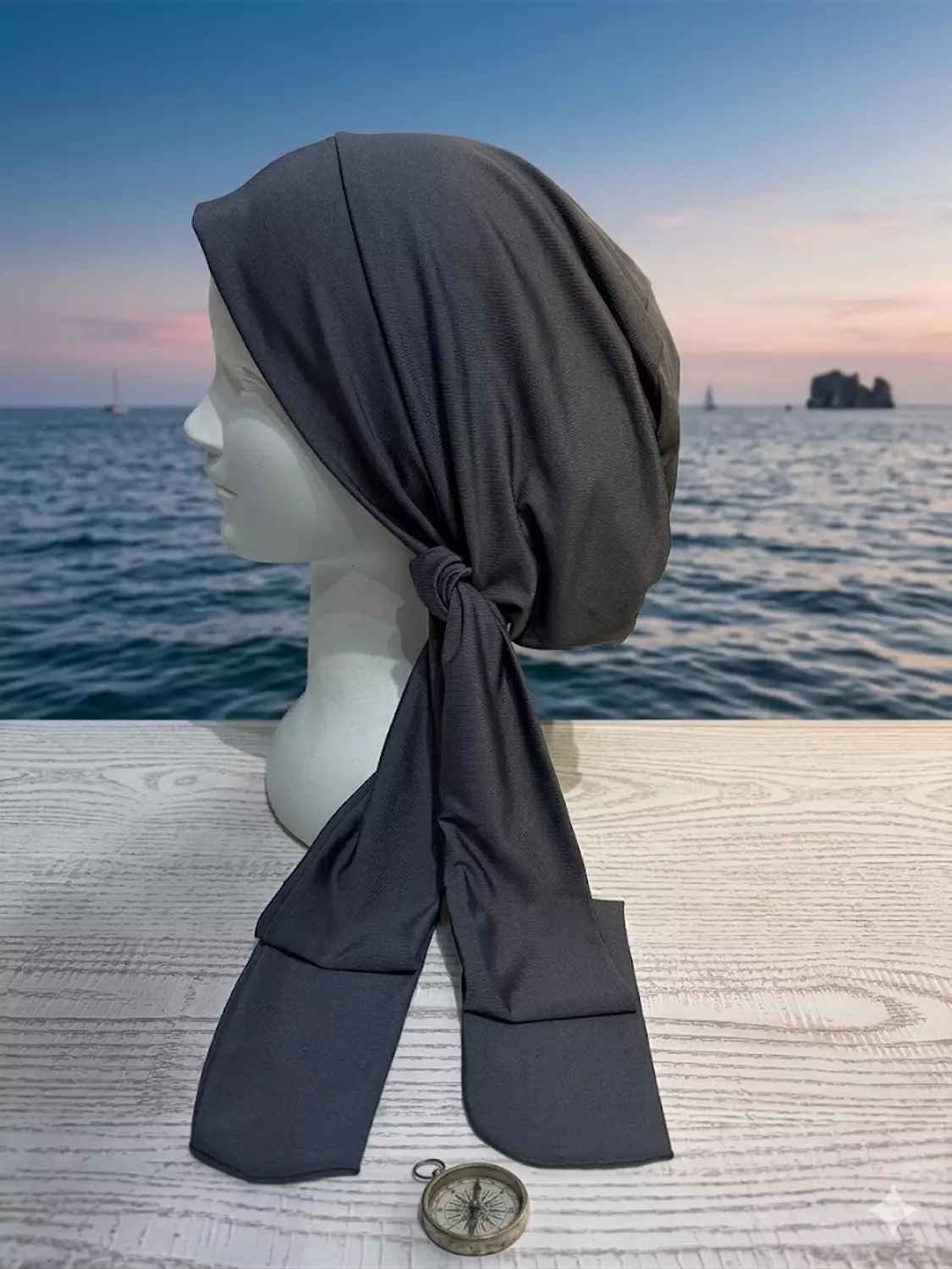 Tie Back Swimming Turban-Grey