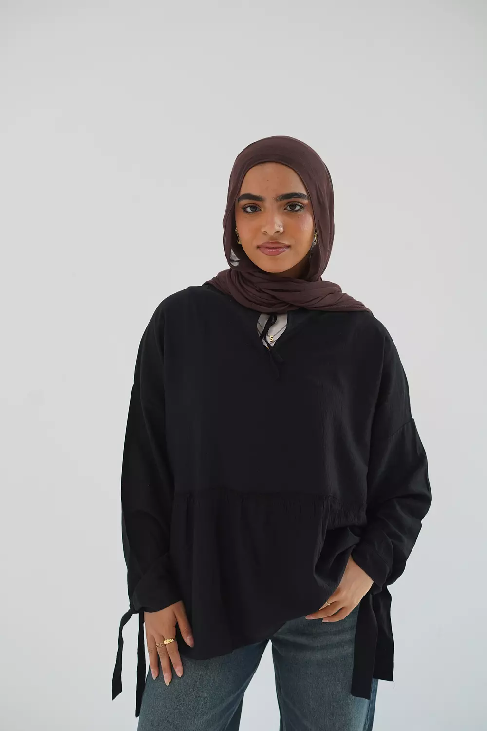 Black blouse with tie from the callar image
