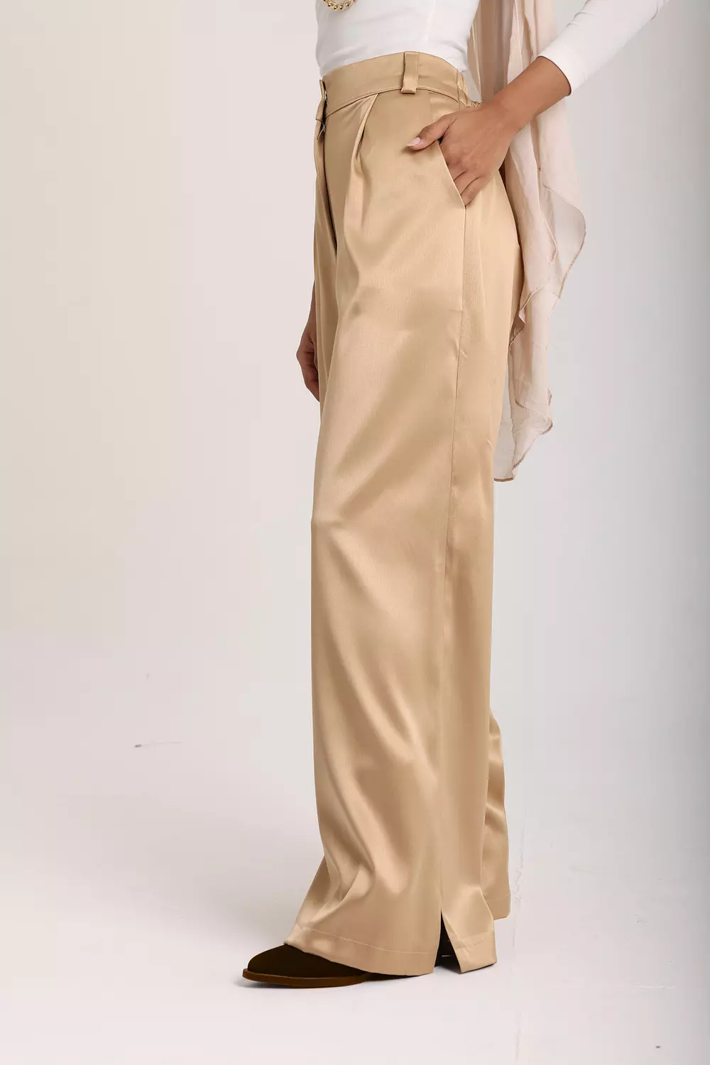 Aura Satin Pants " Beige" 1