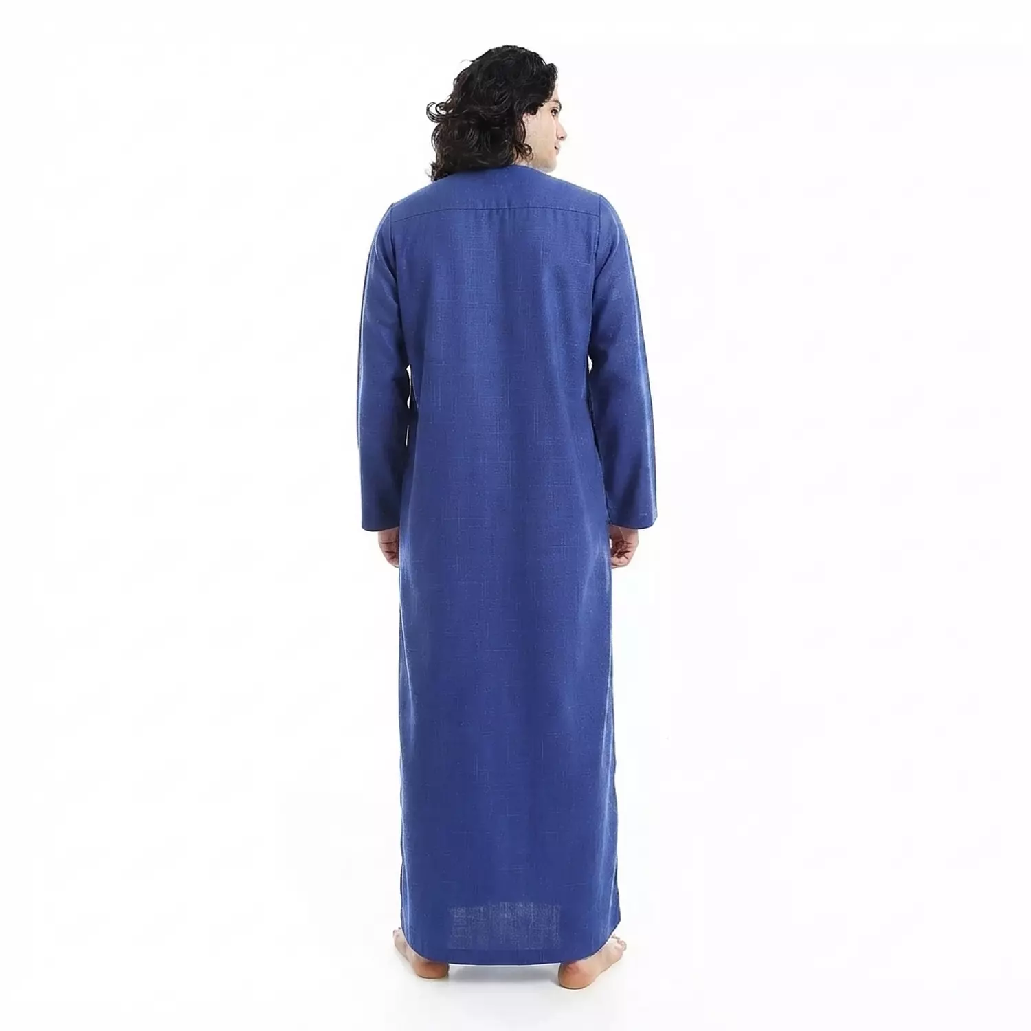 Men Galabeya Long Sleeves - Linen - 2326 - Blue 4