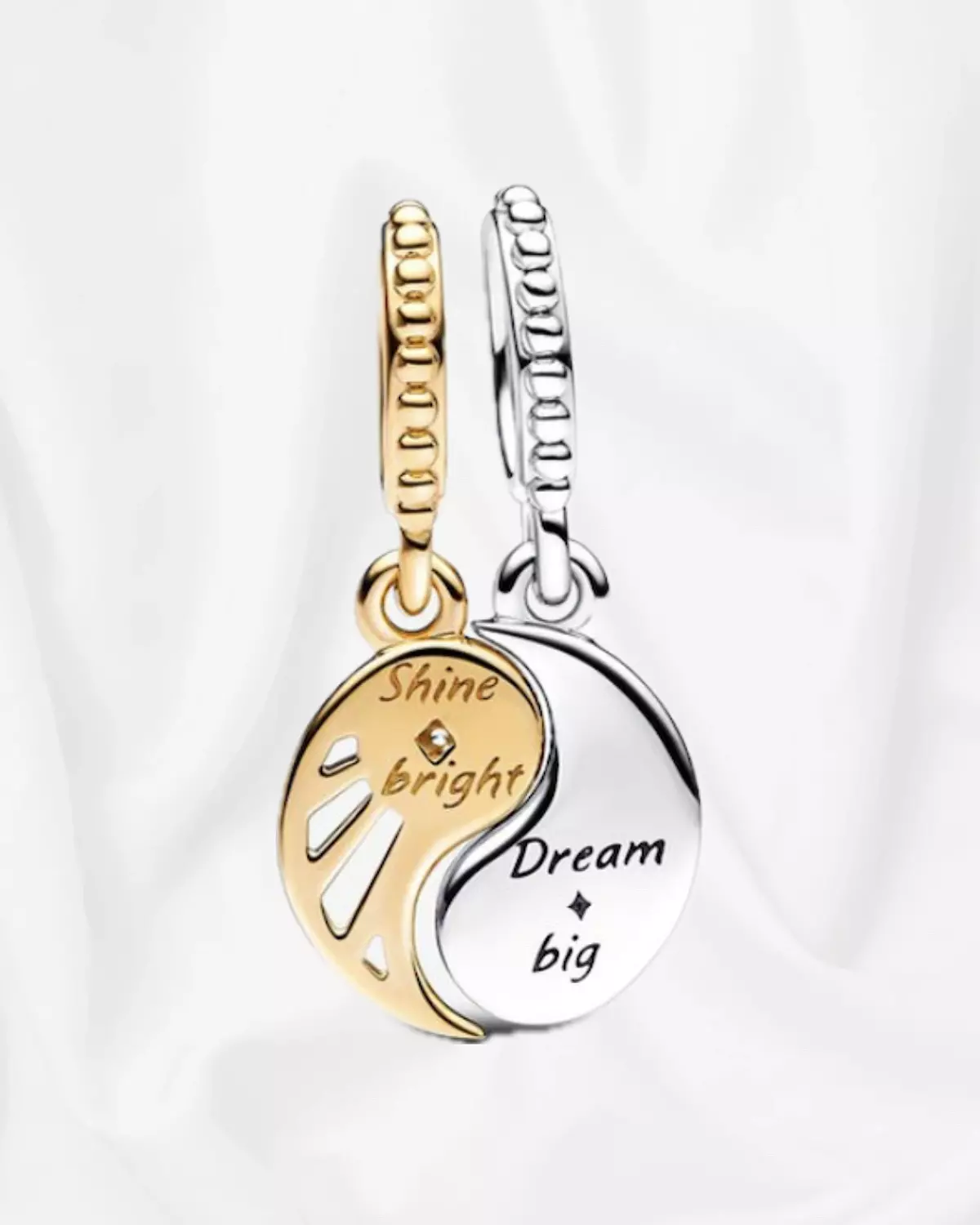 Two-tone Splittable Sun & Moon Dangle Charm 1