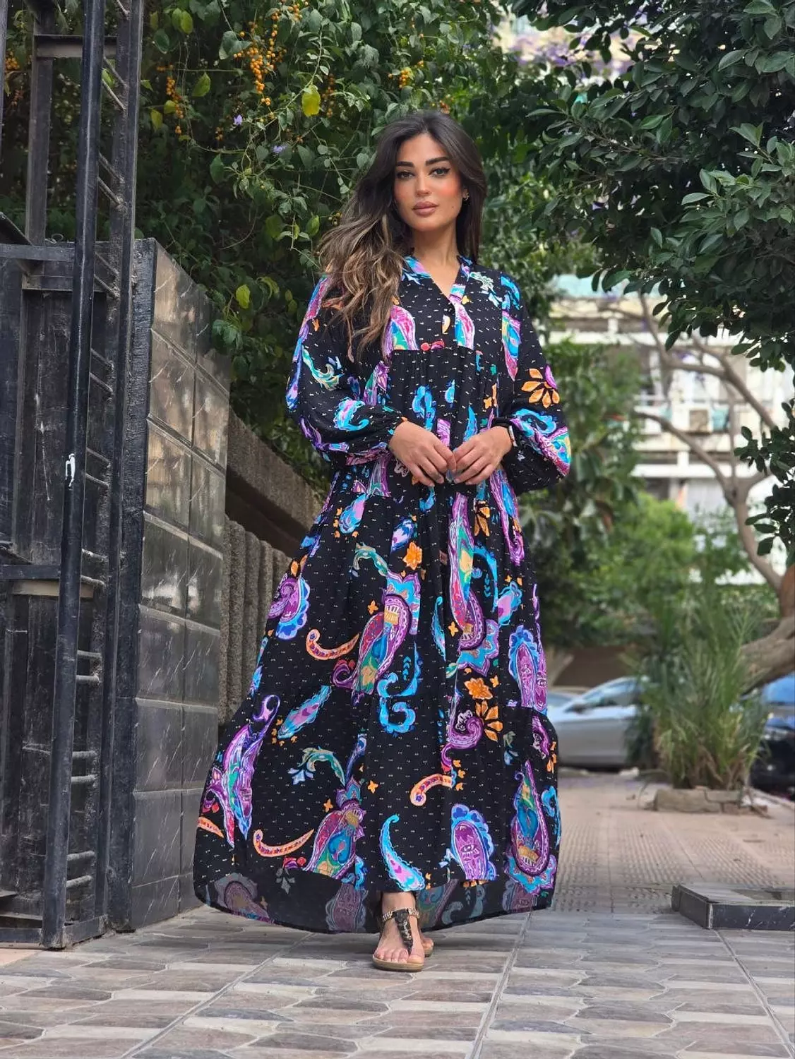 Black multicolour dress with gold shimmer 3