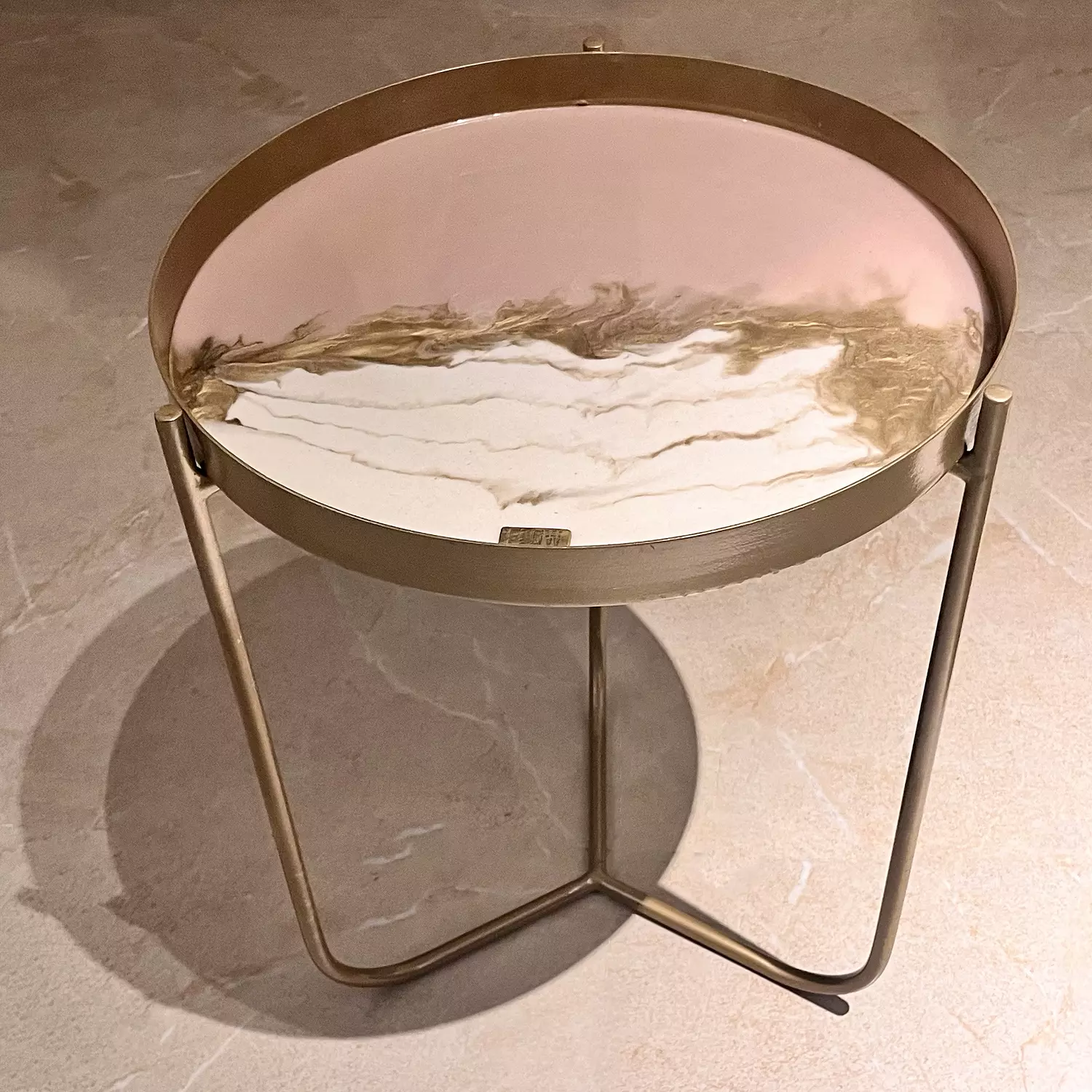 Rose-Pink / White Gold Steel Side-Table 1