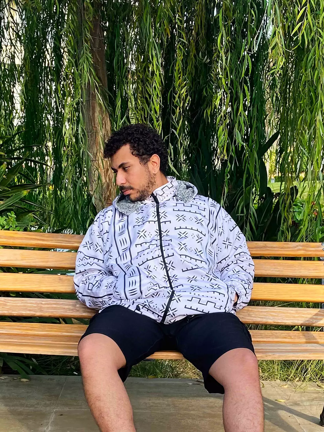 Ethnic B&W Unisex Bomber Jacket 3