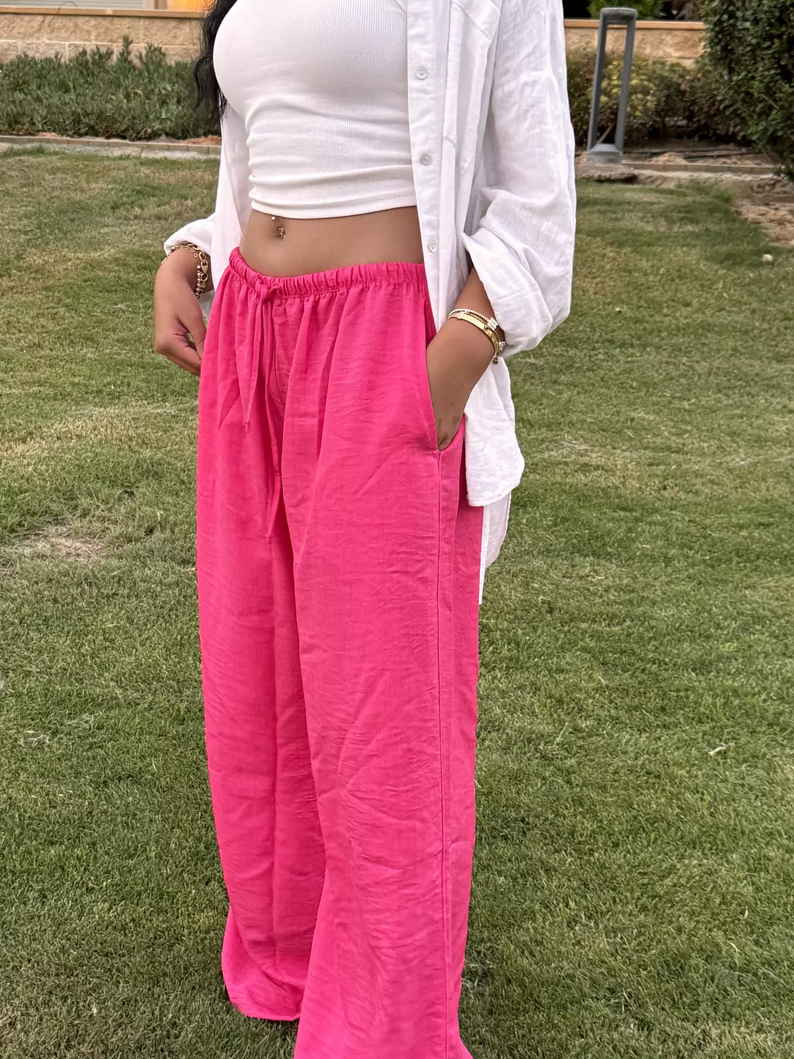 Hot Pink linen pants   1