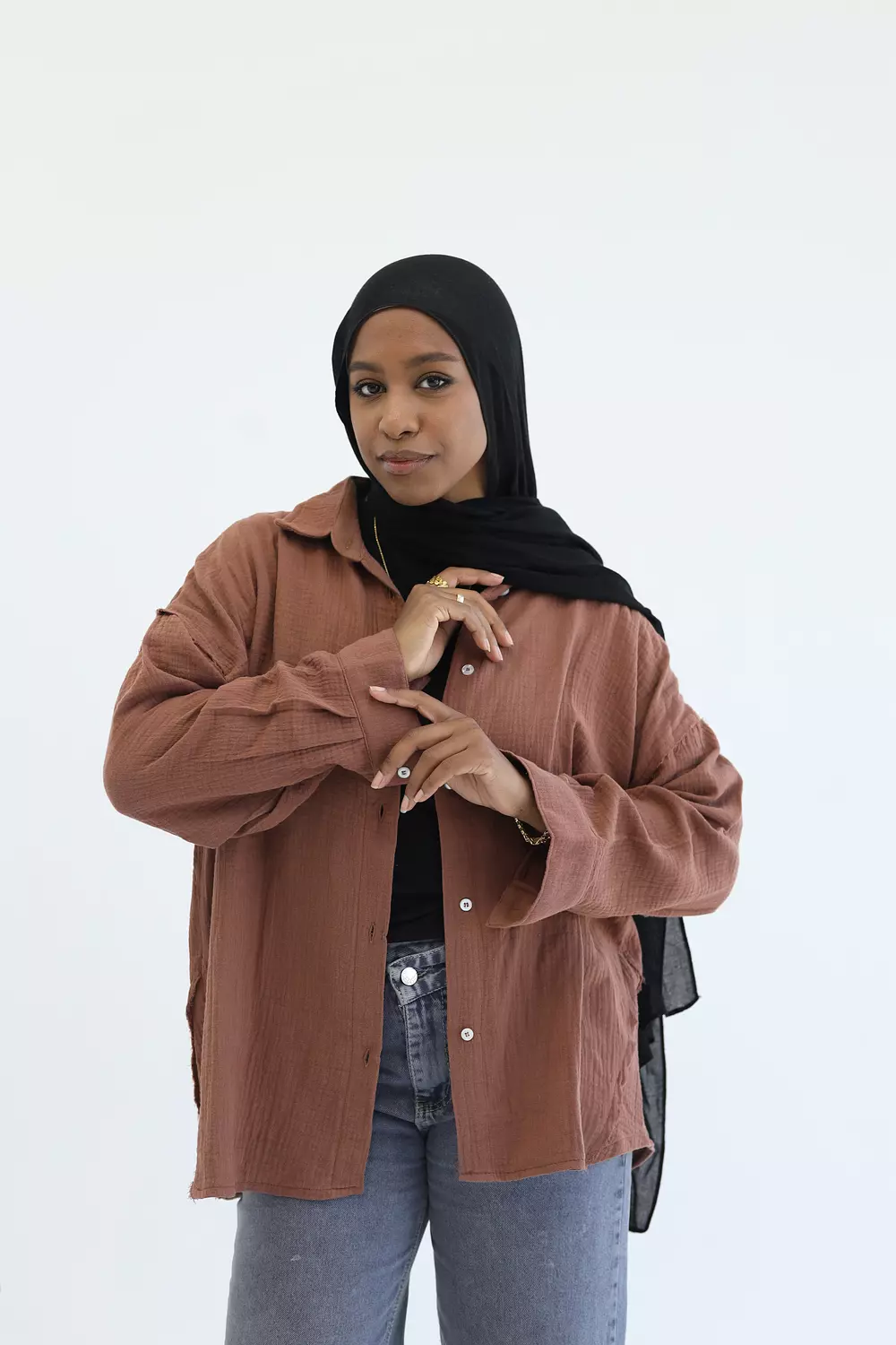Brown cotton cutting shirt 2