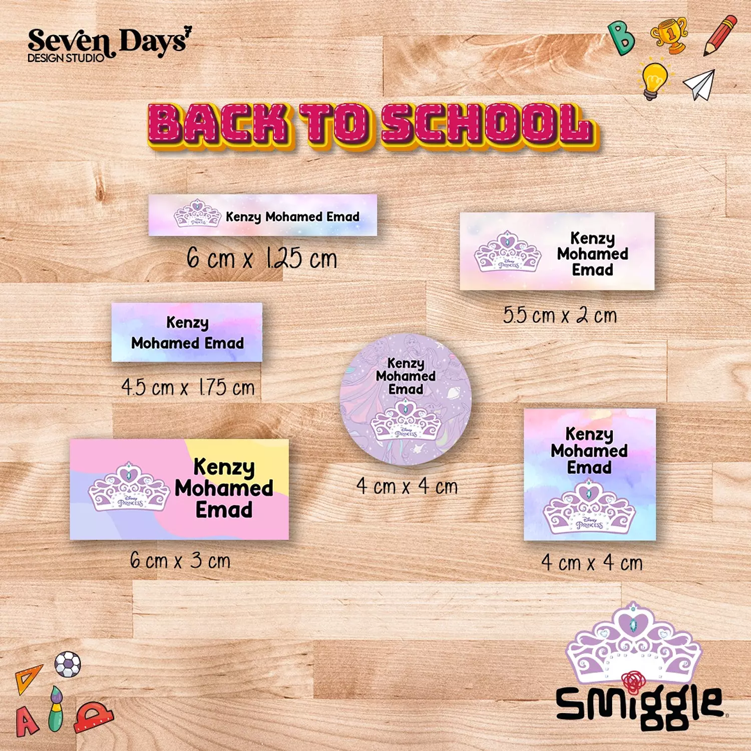 Smiggle Princess School Labels