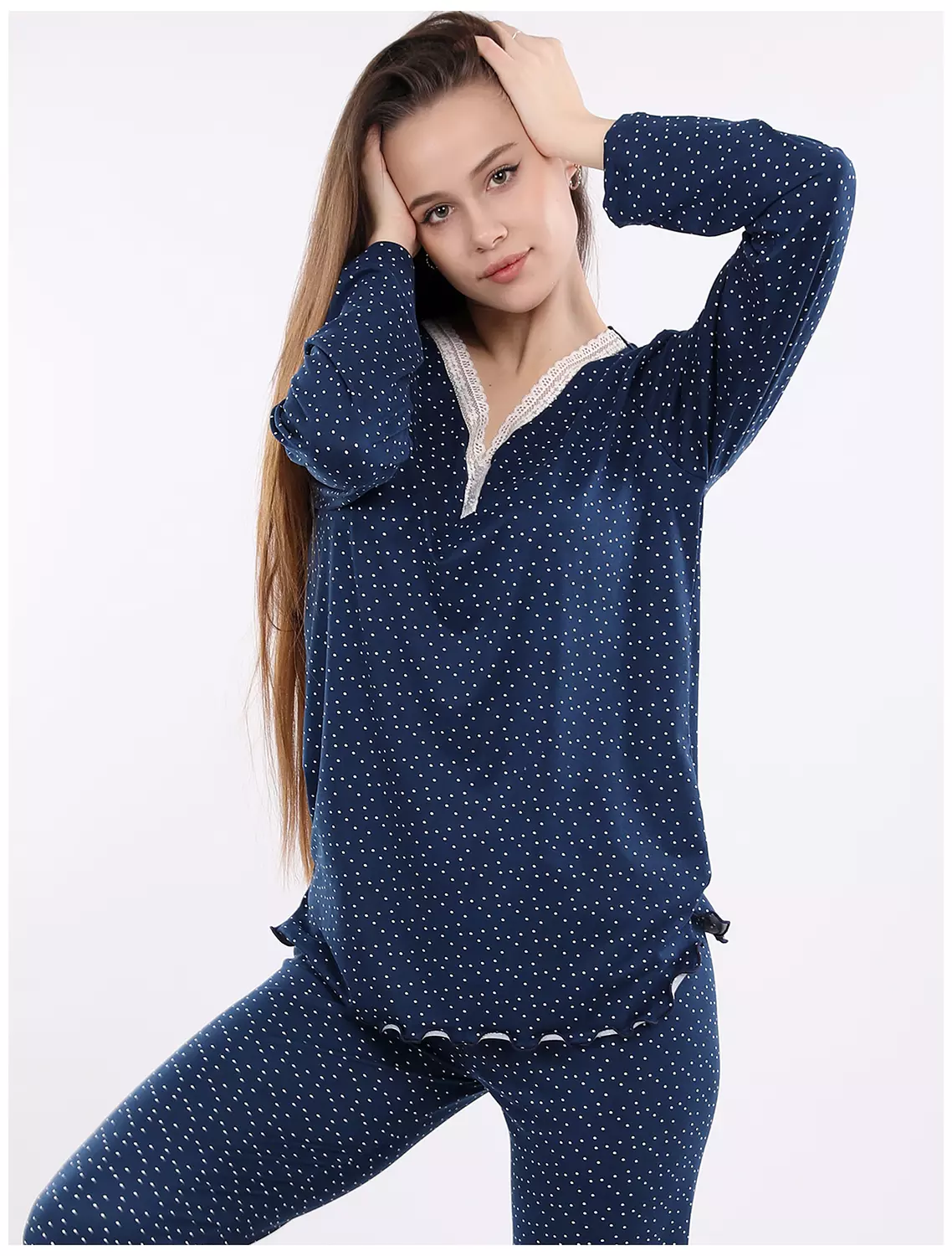 A109 Midnight Dots Long Sleeved Pajama Set  7