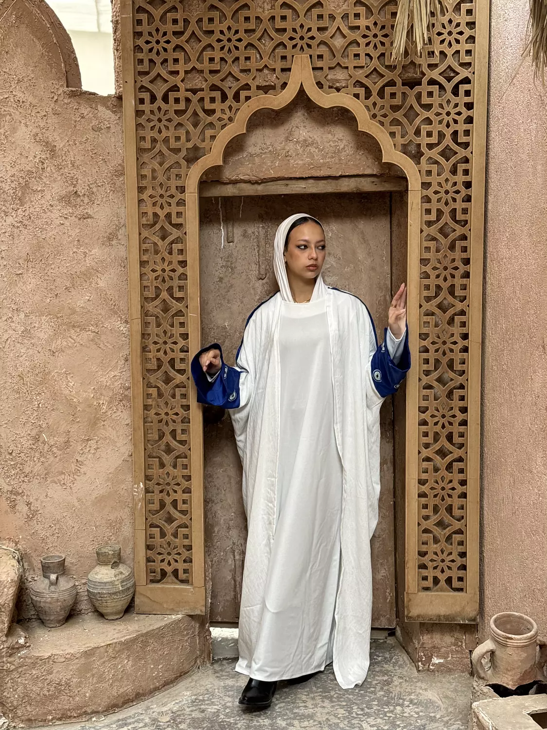 Blue Satin Evil Eye Kaftan 4