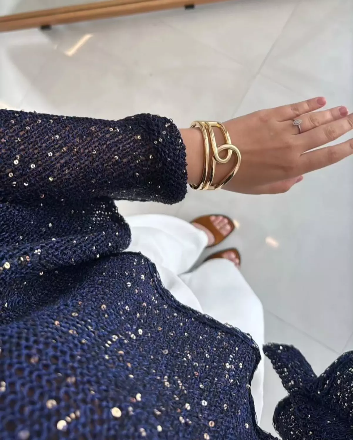 Pretty night navy blue glittery poncho 2