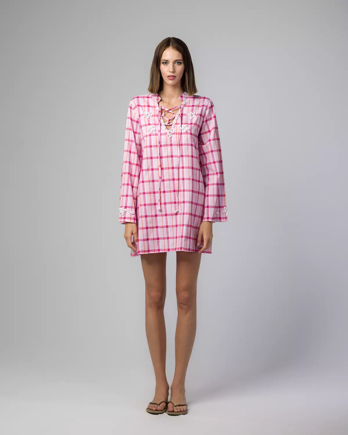 PINK CHECKS MINI DRESS image