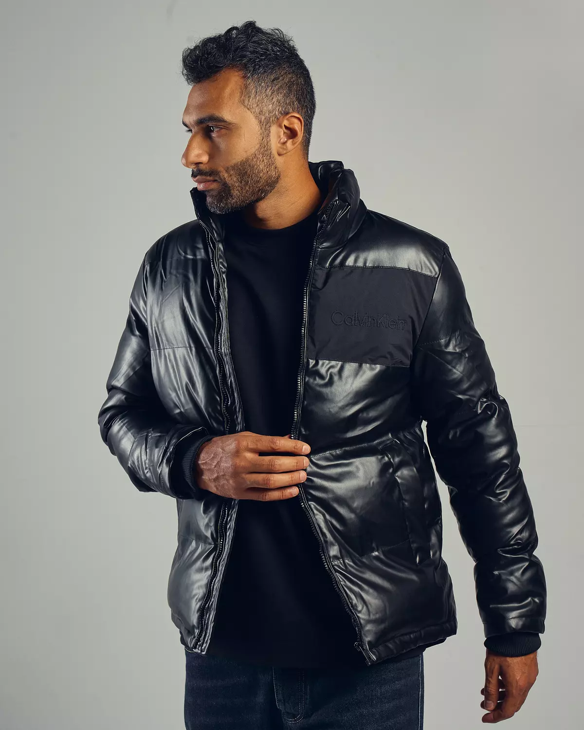 Calvin Klein Leather Puffer Jacket  hover image