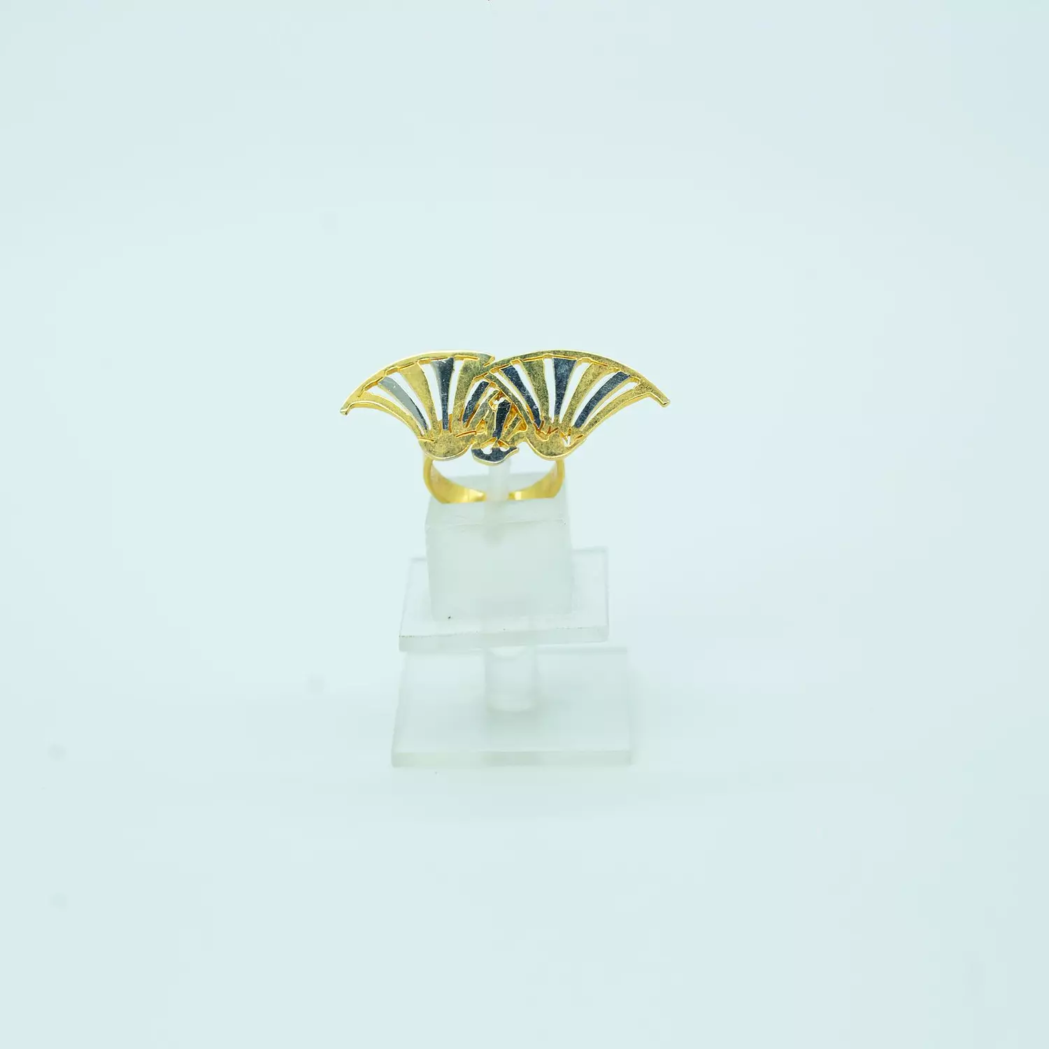 Hand-carved copper ring, gold and platinum plated, free size, lotus flower 4