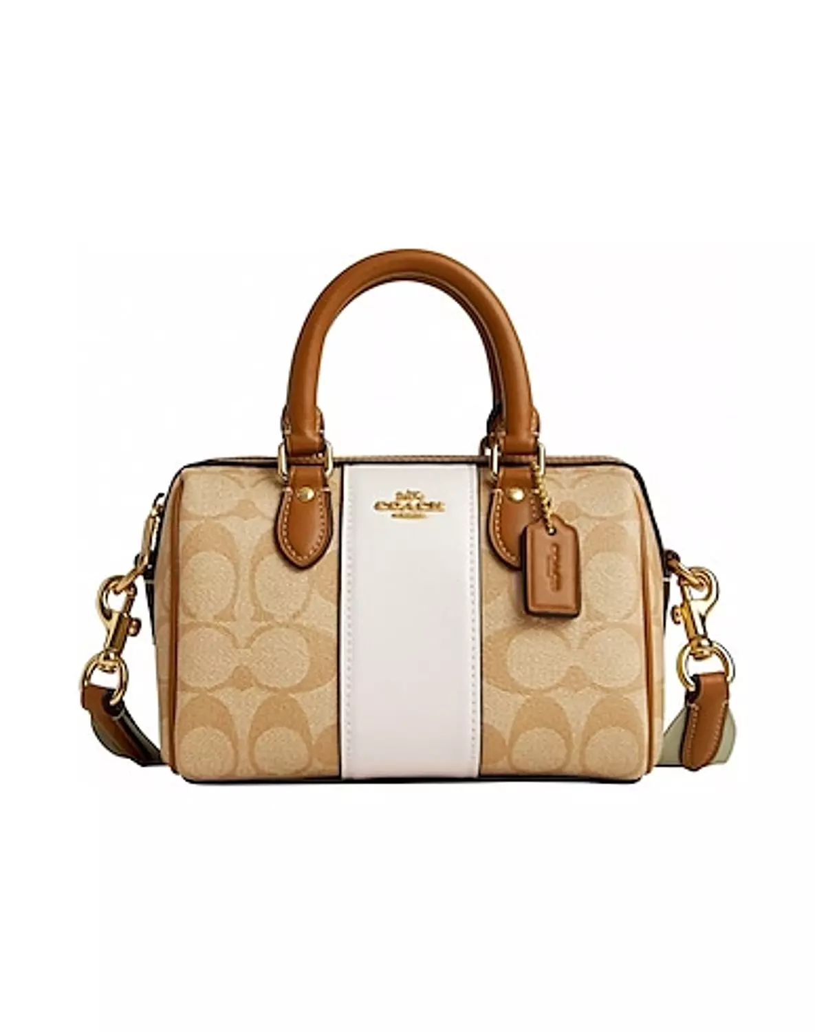 Mini rowan crossbody in signature canvas with leather stripe image