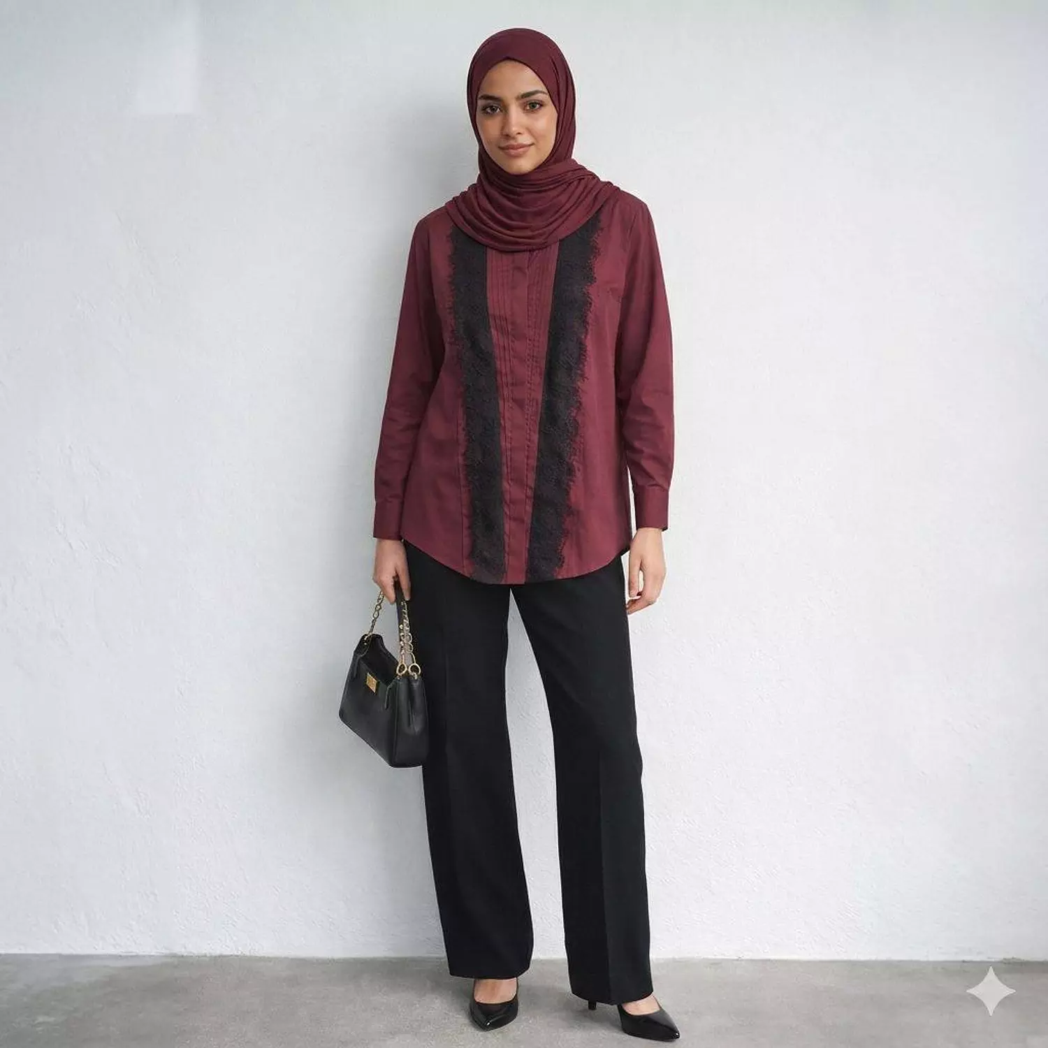 Lace Panel Button-Up Shirt 2