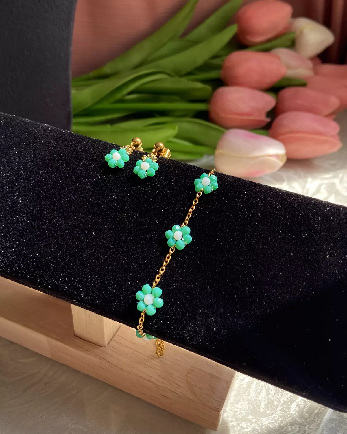 Turquoise flowers ( necklace, earrings and bracelet)🩵✨ 5