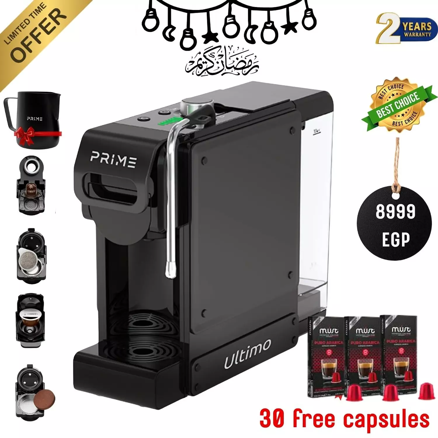 PRIME Ultimo 7 in 1 Multi-Capsule Coffee Machine + 30 FREE CAPSULES image