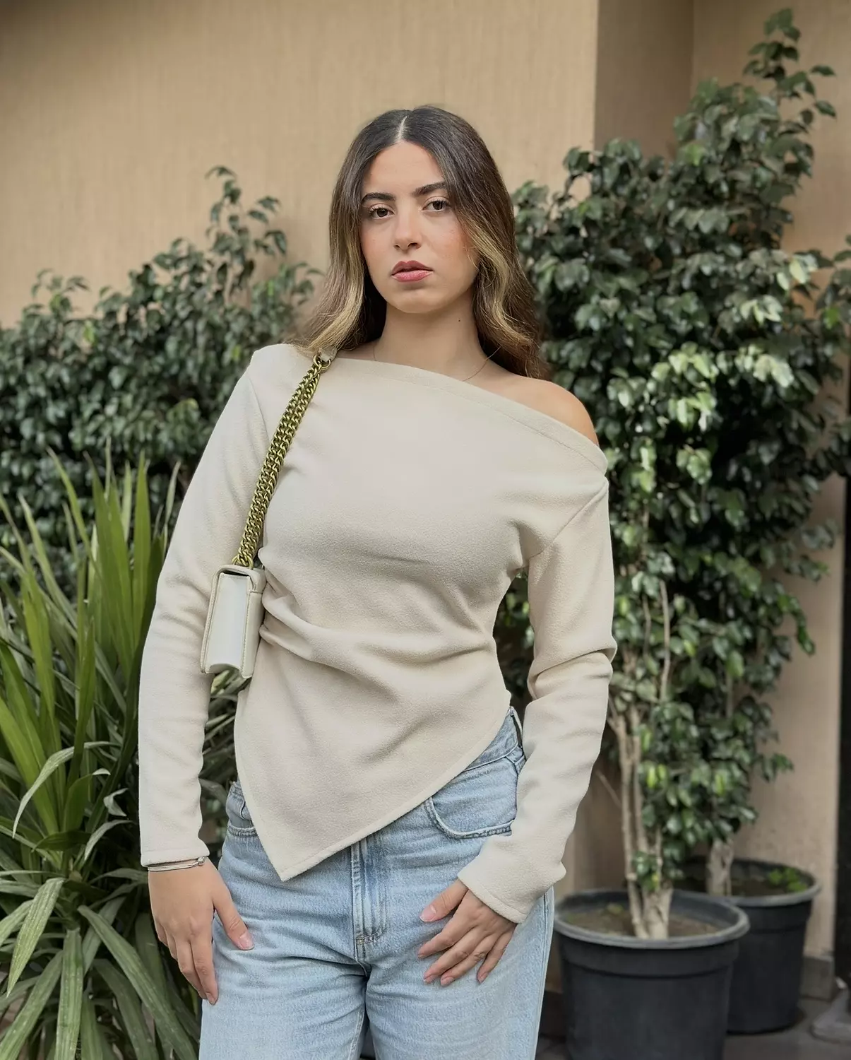 One Shoulder Woven Top image