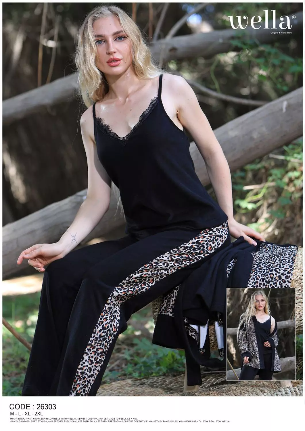 Black Leopard Two-Piece Pajama Set image