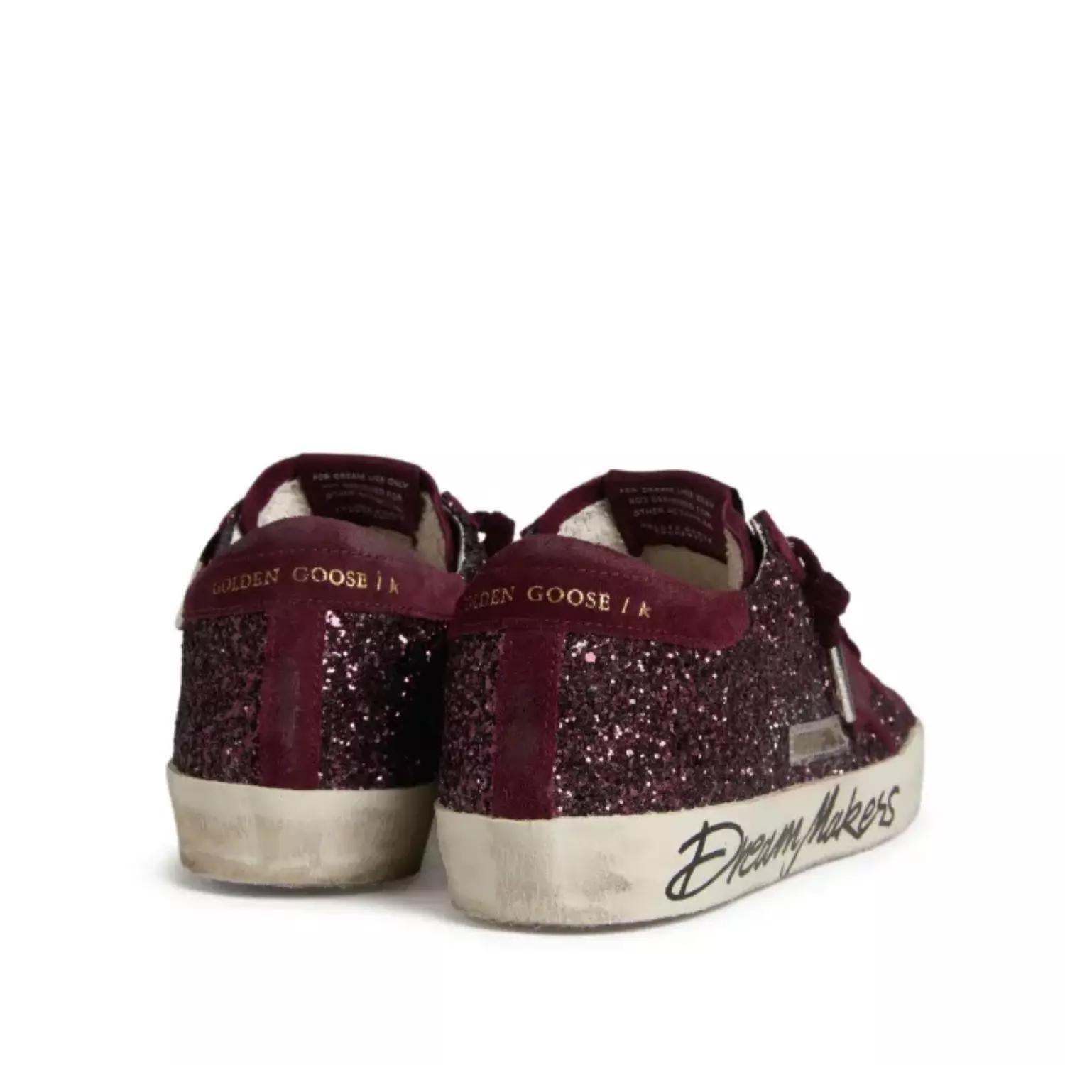 Golden Goose Super-Star low-top sneakers in burgundy glitter with suede star 2