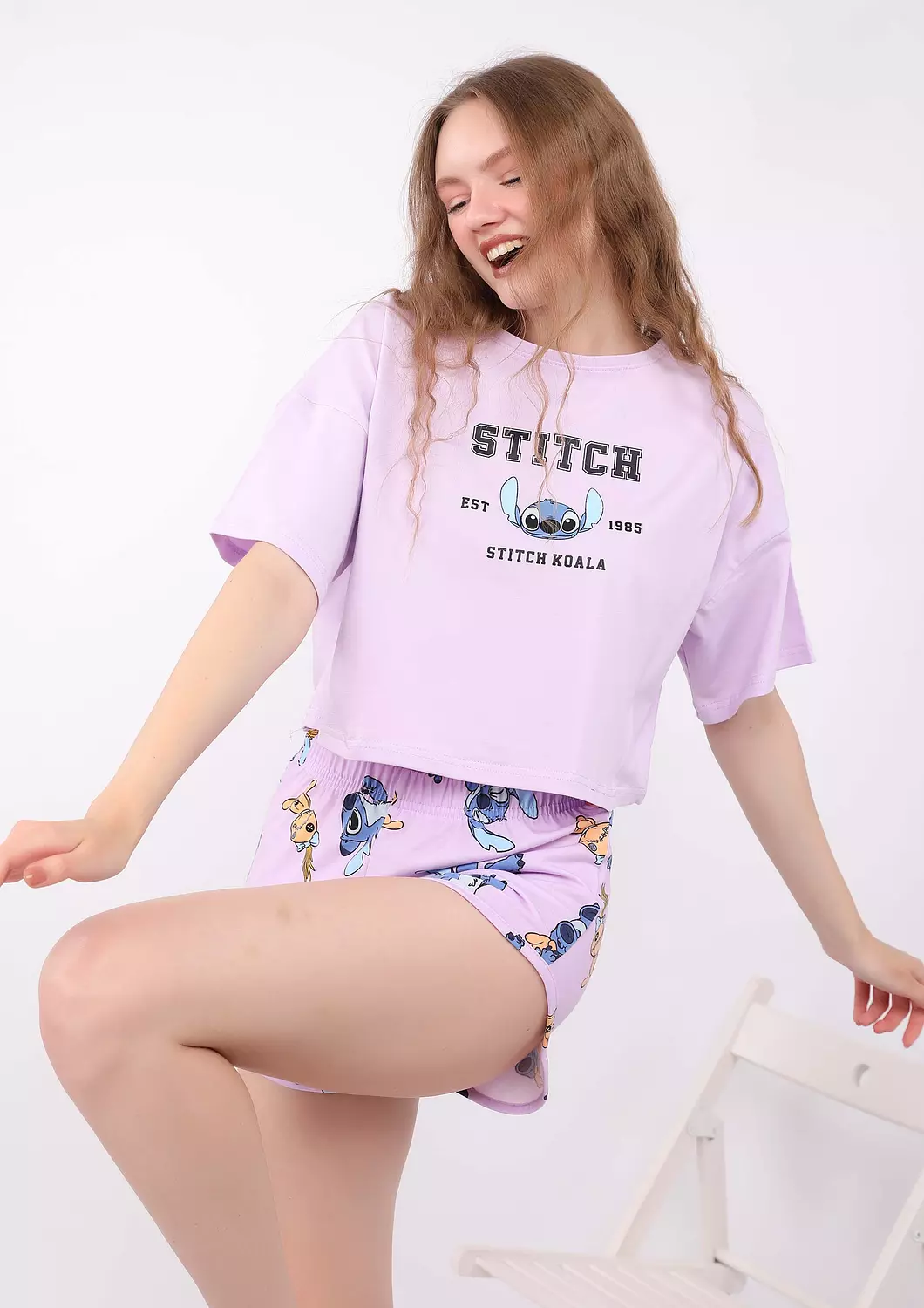 S246 lilo and stitch SHORTS Pajama Set 4