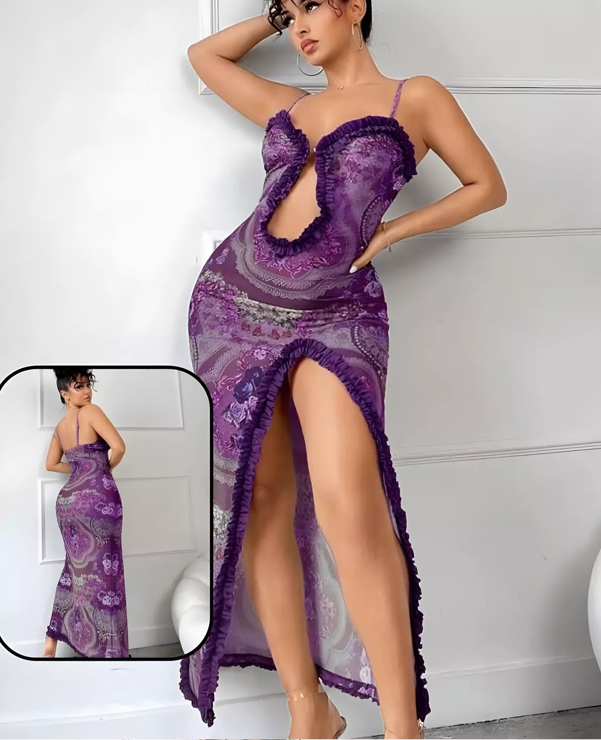 Floral Mesh Cut-Out Maxi Dress 3