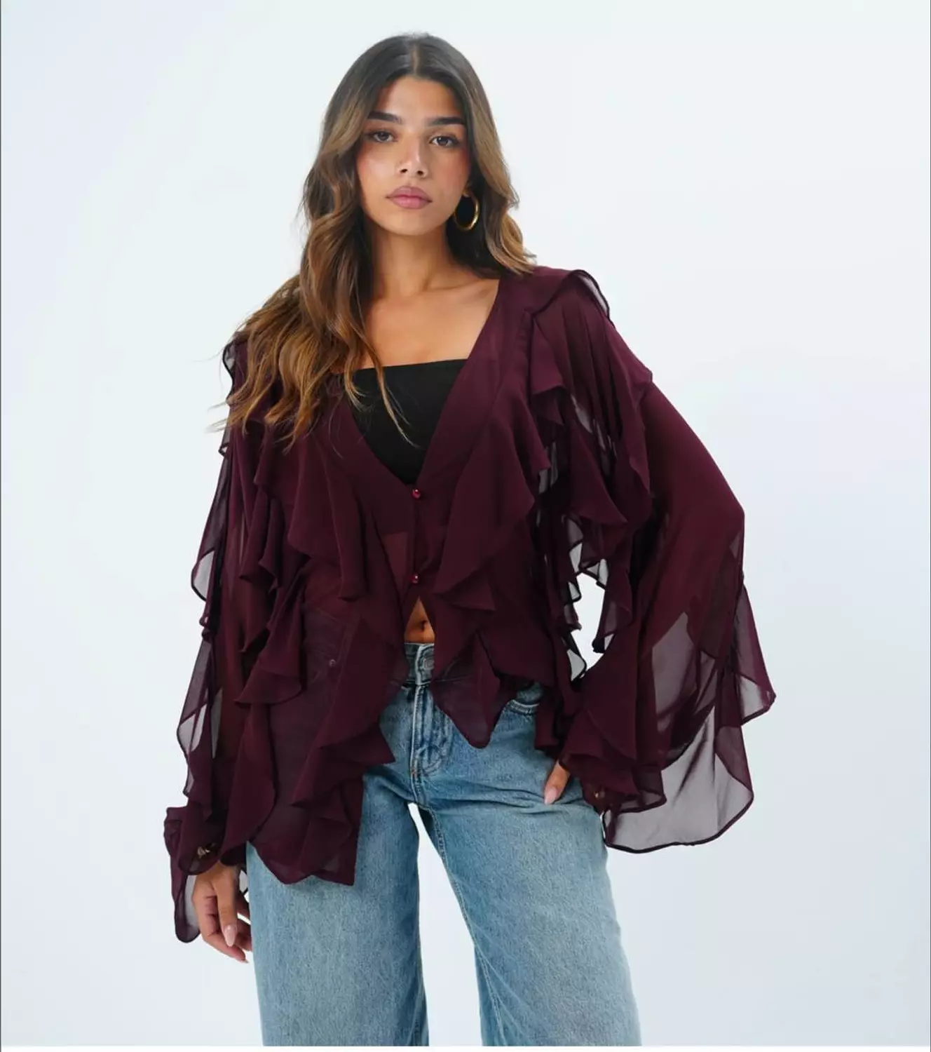 Raffled chiffon blouse 4