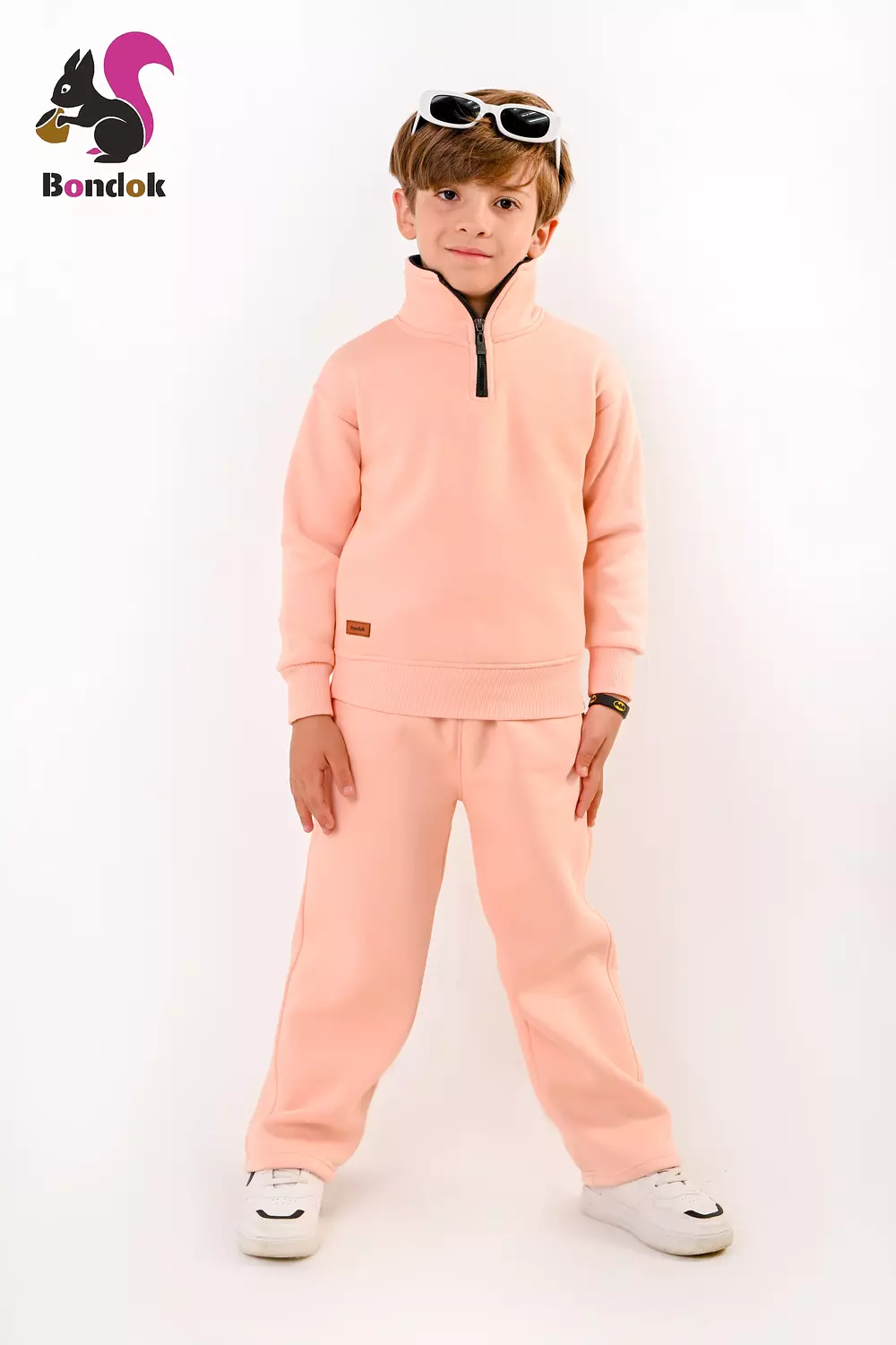 BONDOK Kids Tracksuit Set – Boys ¼-Zip Stand-Collar Sweater & Jogger Pants, Comfy Fit – Ages 4–14 3