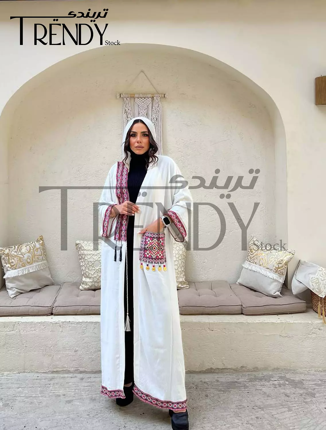 Ramadan kaftan with Indian jacquard 2