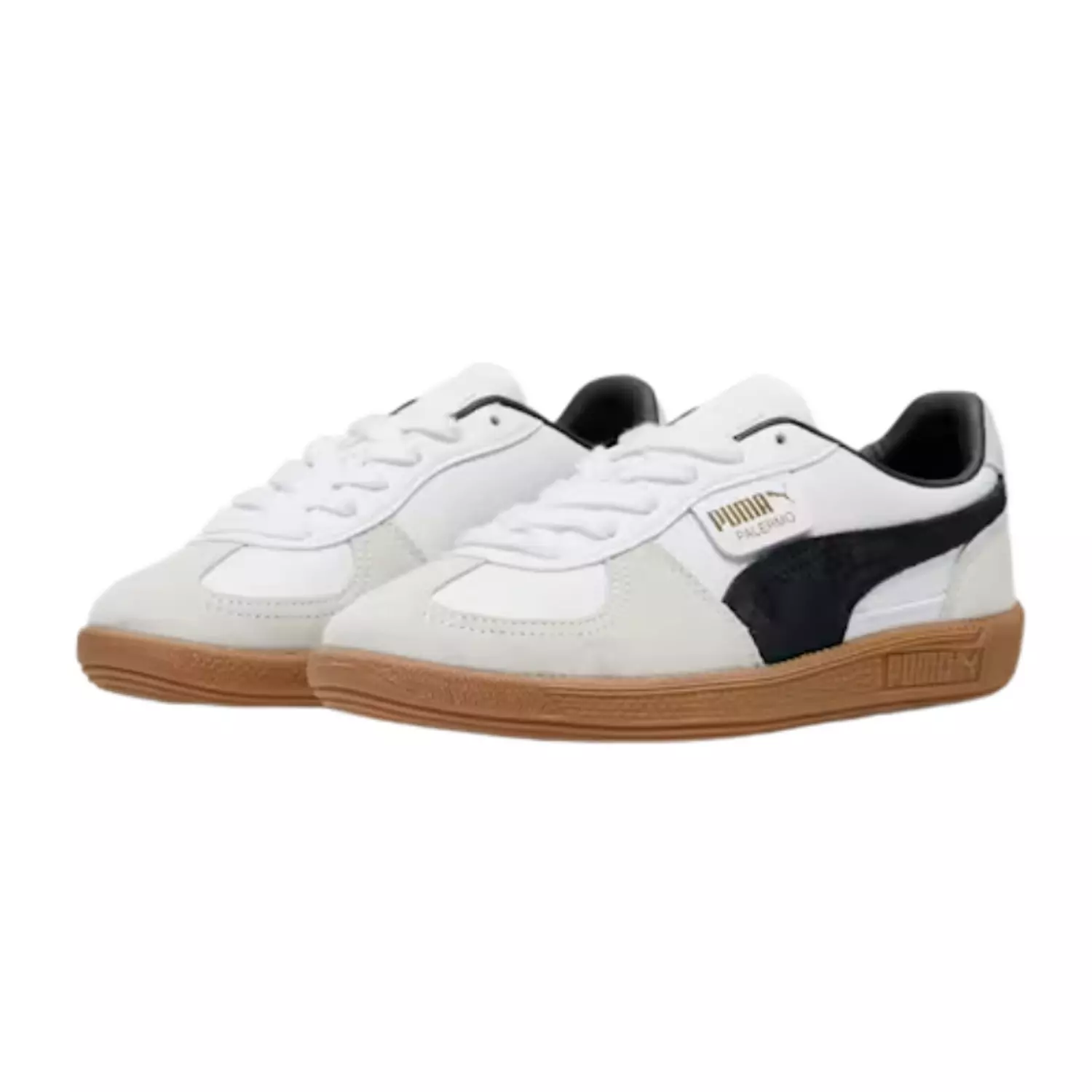 PUMA Palermo Leather Trainers in White / Black 2