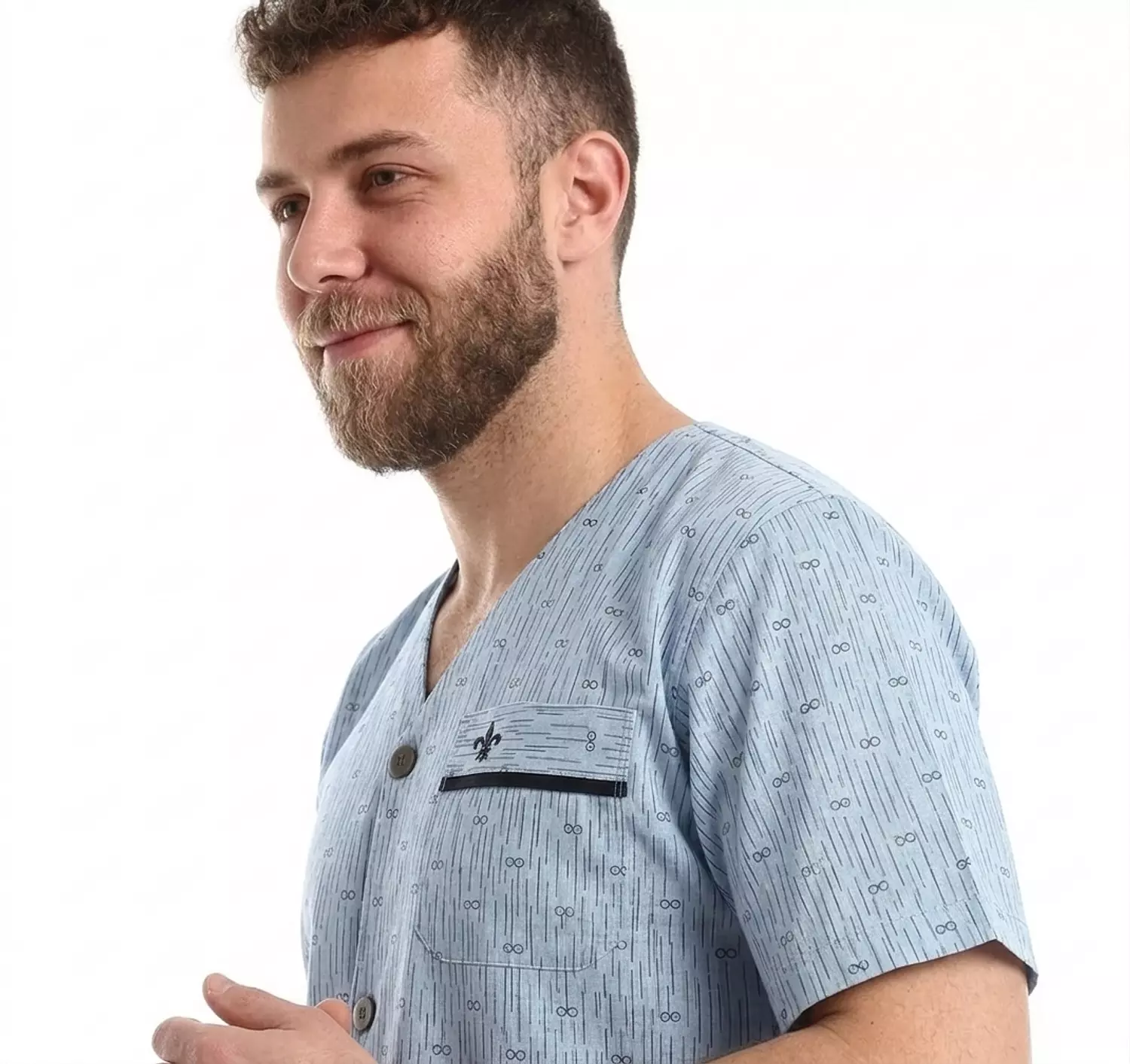 بيجاما رجالي مطبوعه كلاسيك - 2286- لبني 2