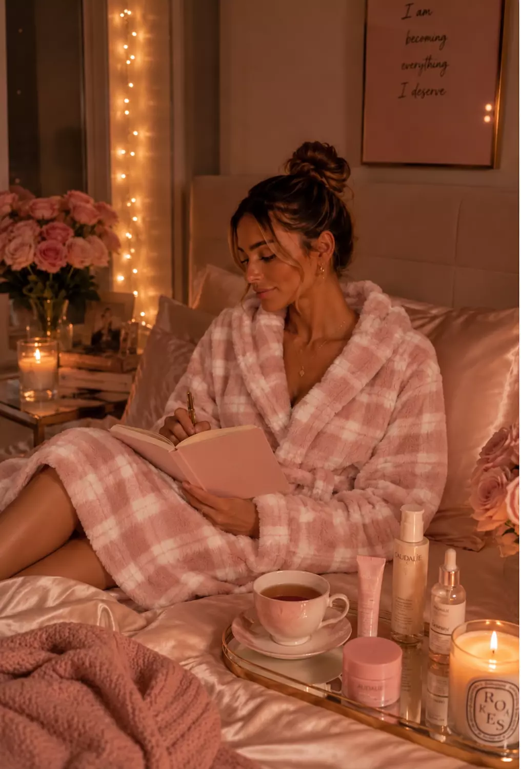 Blush Carreau Rabbit Fur Short Winter Robe 2